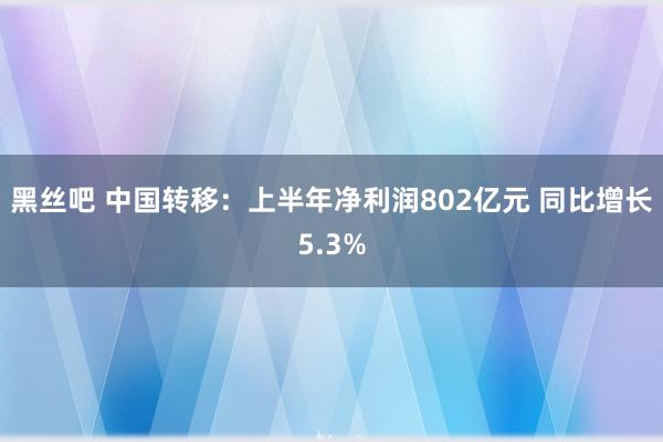 黑丝吧 中国转移：上半年净利润802亿元 同比增长5.3%