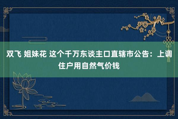 双飞 姐妹花 这个千万东谈主口直辖市公告：上调住户用自然气价钱