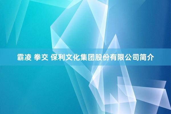 霸凌 拳交 保利文化集团股份有限公司简介