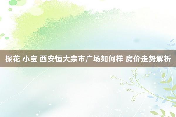 探花 小宝 西安恒大宗市广场如何样 房价走势解析